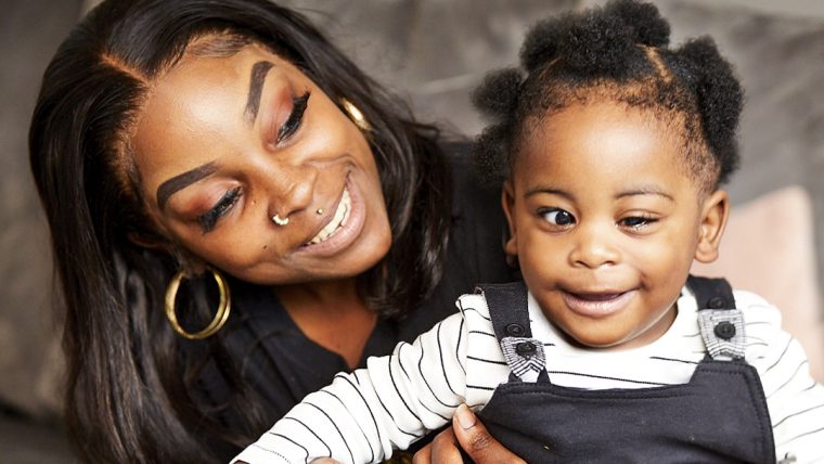 Mother (Tatiana) holds baby (Khamani)