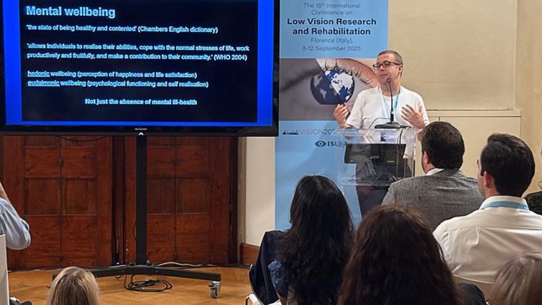 Dr Crossland introducing his project on the emotional impact of restoring sight