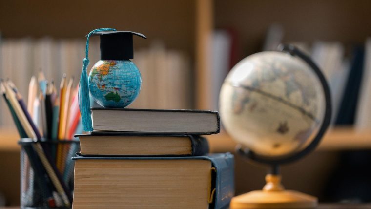 Globe and books
